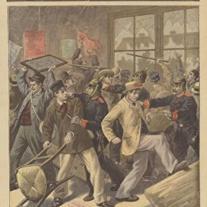 Conscripts from Alsace and Lorraine rebelling against their call-up into the German Army (colour litho)