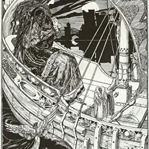 Constance on board a ship (engraving)
