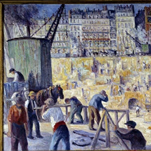 A construction site in Paris in 1912 Painting by Maximilien Luce (1858-1941) 1912 Dim