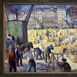 Construction site in Paris. Painting by Maximilian Luce (1856-1941), oil on canvas, 1907