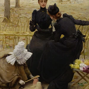 Conversation au Jardin du Luxembourg. Peinture de Corcos, Vittorio Matteo (1859-1933)