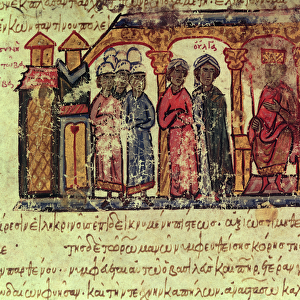 The Conversion of Olga (d. 969) from the Madrid Skylitzes (vellum)