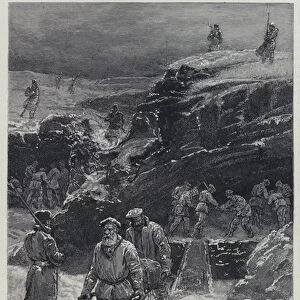 Convicts at work in one of the Kara gold placers (litho)