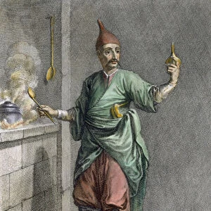 Cook at Topkapi Palace (coloured engraving)