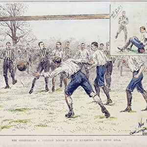 The Corinthians vs. Preston North End at Richmond - The Third Goal, from The Illustrated Sporting and Dramatic News, 19th November 1889 (colour litho)