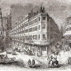 Cornhill, The Exchange and Lombard Street, London, England in the mid 19th century