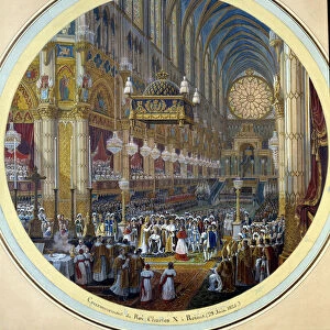 The coronation of Charles X (1757-1836) in the Cathedrale of Reims 28 / 05 / 1825 Painting a