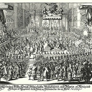 Coronation of King William III and Queen Mary in Westminster Abbey, 1689 (engraving)