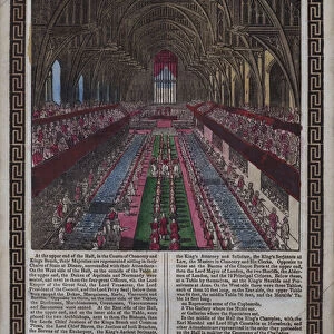 Coronation of his Majesty [ie George III] at Westminster (coloured woodcut)