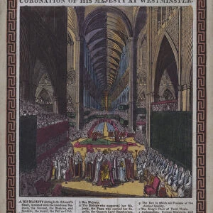 Coronation of his Majesty [ie George III] at Westminster (coloured woodcut)
