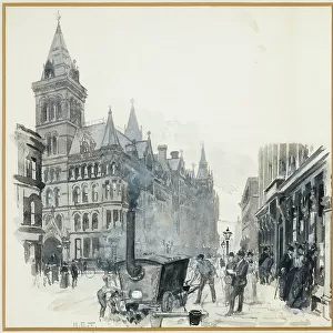 Corporation Road Making, Princess Street and Town Hall, 1893-94 (w/c gouache on paper)