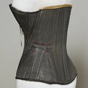 Corset (view D), 1840-50 (cotton, metal, leather & satin)