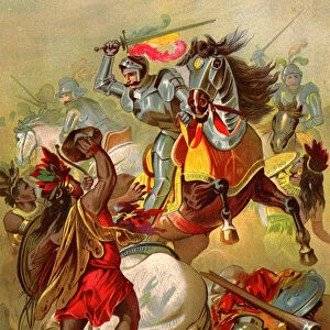 Cortes and the Conquest of Mexico, 1897 (chromolithograph)
