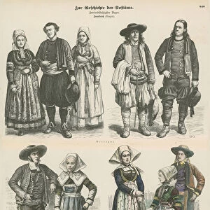 Costumes of Brittany, late 19th Century (coloured engraving)