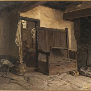 A Cottage Interior (oil on paper mounted on masonite)