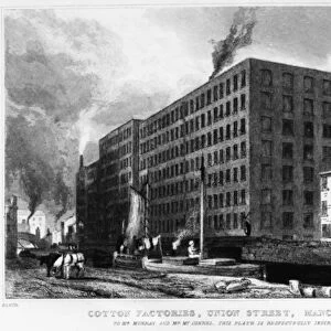 Cotton Factories, Union Street, Manchester, engraved by John McGahey, 1829 (engraving)