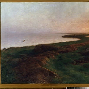 "Coucher de soleil sur le lagon"(Sunset in a lagoon) Peinture d Hans Ole Brasen (1849-1930) (ec. danoise) 1897 Musee des Beaux Arts de Mikalojus Konstantinas Ciurlionis, Kaunas, Lituanie