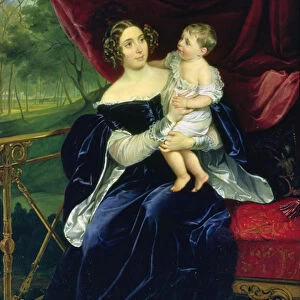 Countess Olga Ivanovna Orlov-Davydov with her daughter, 1834 (oil on canvas)