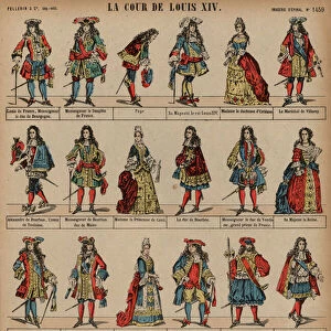 Court of King Louis XIV of France (coloured engraving)