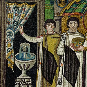 Courtiers by a fountain (mosaic)