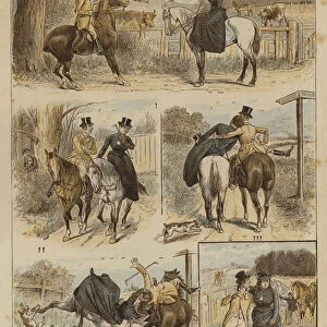 Courtship on Horseback, a Chapter of Accidents (colour litho)