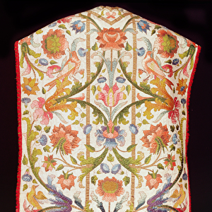 Cream satin chasuble, Naples, late 17th century (satin embroidered with floss silks