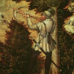 Crossbowman taking aim, detail of Hunt in Honour of Charles V near Hartenfels Castle