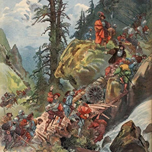 The crossing of the Alps, illustration from Francois Ier: Le Roi Chevalier