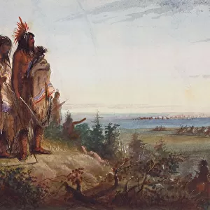 Crossing the Divide or Thirsty Trappers Making a Rush for the River, c. 1837 (w / c on paper)