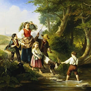 Crossing the Ford, (oil on canvas)