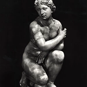 Crouching Venus, copy of a 3rd century BC Greek original (marble) (b / w photo)
