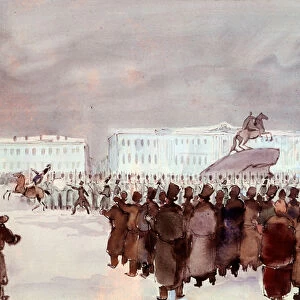 The crowd in Senat Square during the Decembrist revolt in 1825