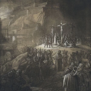 The crucifixion (coloured engraving)