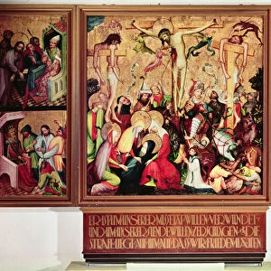 The Crucifixion, triptych with side panels depicting scenes from the Passion (tempera