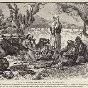 A cup of coffee on the heights of Subeibeh (engraving)