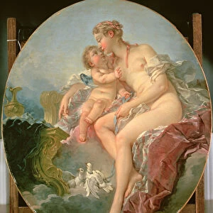 Cupid Caressing Venus (oil on canvas)