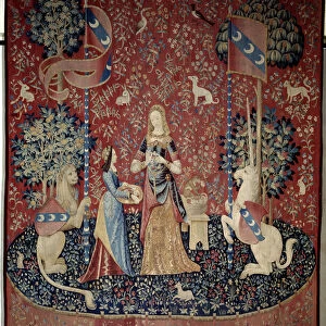 Curtain of the Lady to the Unicorn (Lady to the Unicorn): allegory of smell