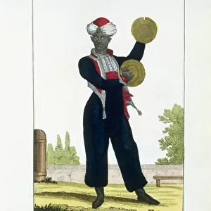 Cymbal player of the Royal Guard, c. 1790 (colour litho)