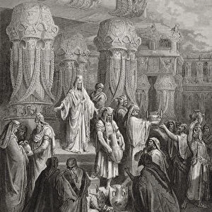 Cyrus Restoring the Vessels of the Temple, illustration from Dores The Holy Bible
