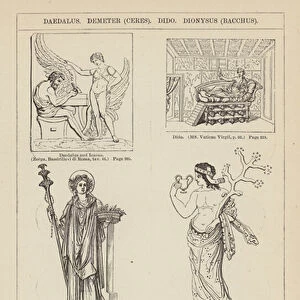 Daedalus, Demeter, Ceres, Dido, Dionysus, Bacchus (engraving)