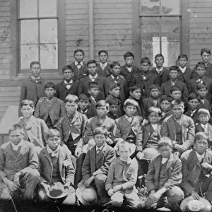Dakota Indian mission school, c. 1880-1900 (b / w photo)