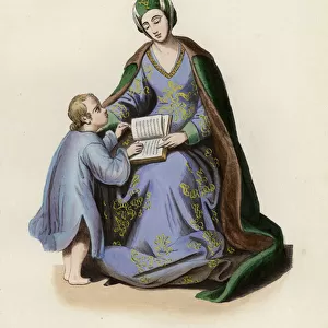 Dame De La Fin Du XVe Siecle (coloured engraving)