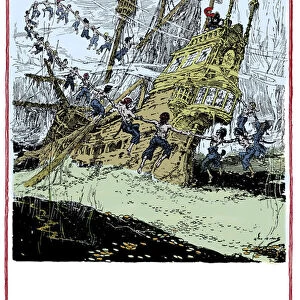 Dance of spectra round the wreck of a galleon - Illustration by John R Neill (1877-1943) DR