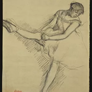 Dancer Seated, Readjusting her Stocking, c. 1880 (pencil on paper)