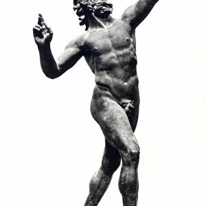 Dancing Faun, from the House of the Faun, Pompeii (bronze) (b / w photo)