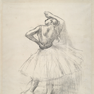 Danseuse debout, le bras droit leve, c. 1891 (counterproof of drawing on paper)