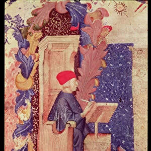 Dante writing The Divine Comedy (vellum)