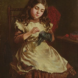 Darning the Sock, 1882 (oil on canvas)