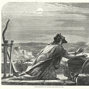 David offering up Prayer and Praise to God (engraving)