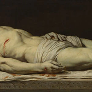 The Dead Christ on his Shroud (oil on panel)